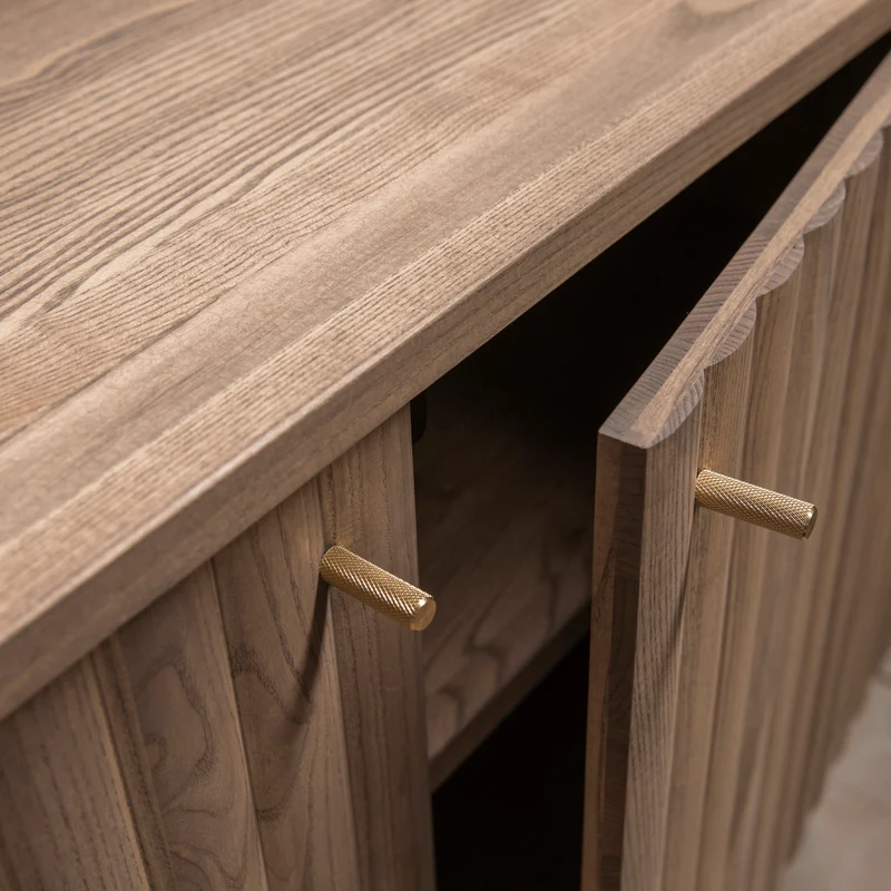 Welve - Sideboard 185cm | Metallgestell Schwarz - Eiche Massiv UP