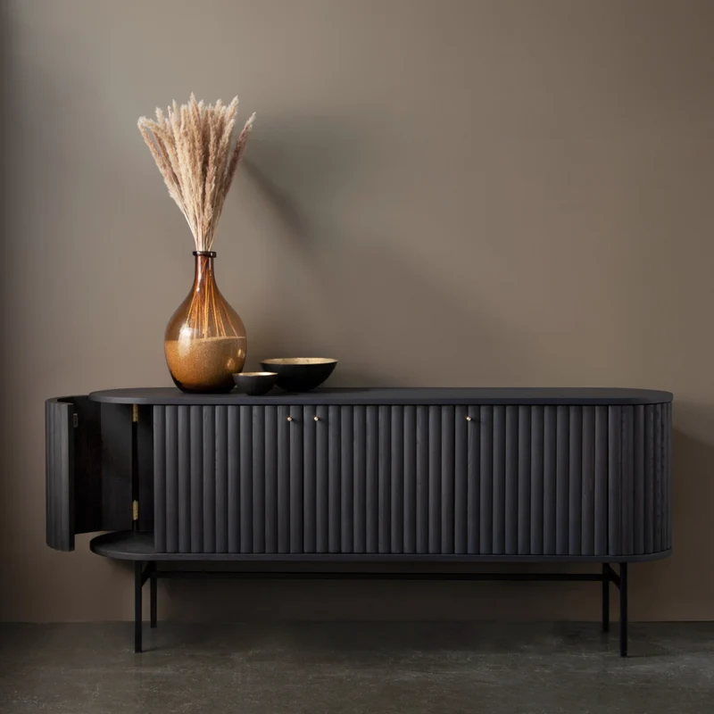 Welve - Sideboard 185cm | Metallgestell Schwarz - Eiche Massiv UP