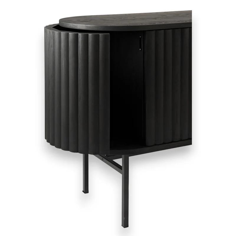 Welve - Sideboard 185cm | Metallgestell Schwarz - Eiche Massiv UP