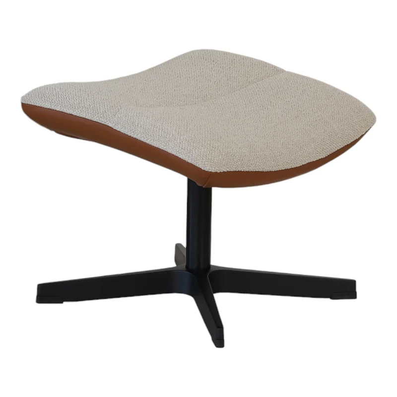 Sofia - Hocker - Stoff Brema Beige / Leder Balder Cognac | Gestell Vision
