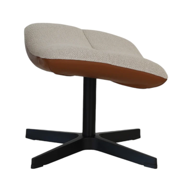 Sofia - Hocker - Stoff Brema Beige / Leder Balder Cognac | Gestell Vision