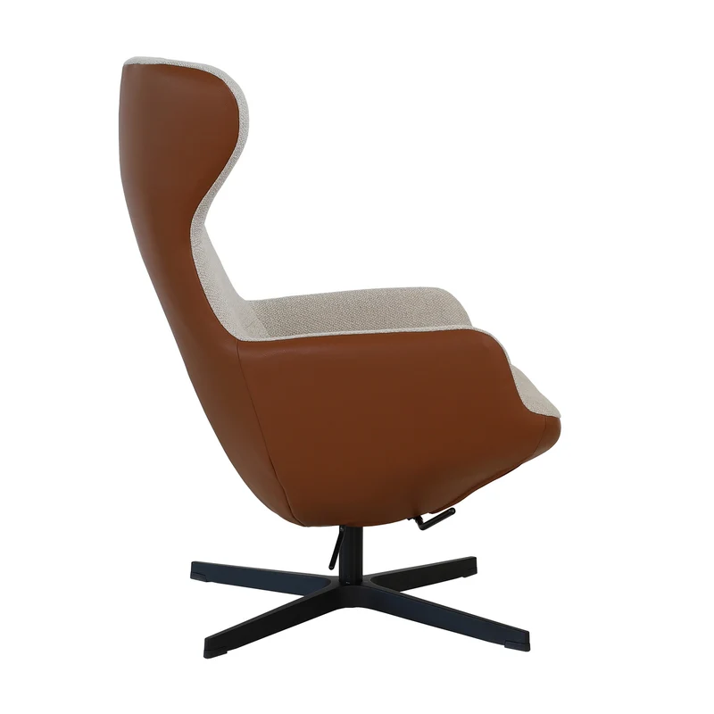 Sofia - Sessel - Stoff Brema Beige / Leder Balder Cognac | Gestell Vision