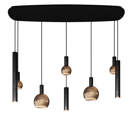 4311 - Riva Pendelleuchte Dänisch oval 145cm - 8 Leuchten