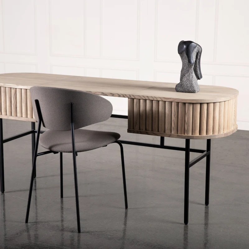 Welve - Schreibtisch 169cm | Metallgestell Schwarz - Esche Massiv UP