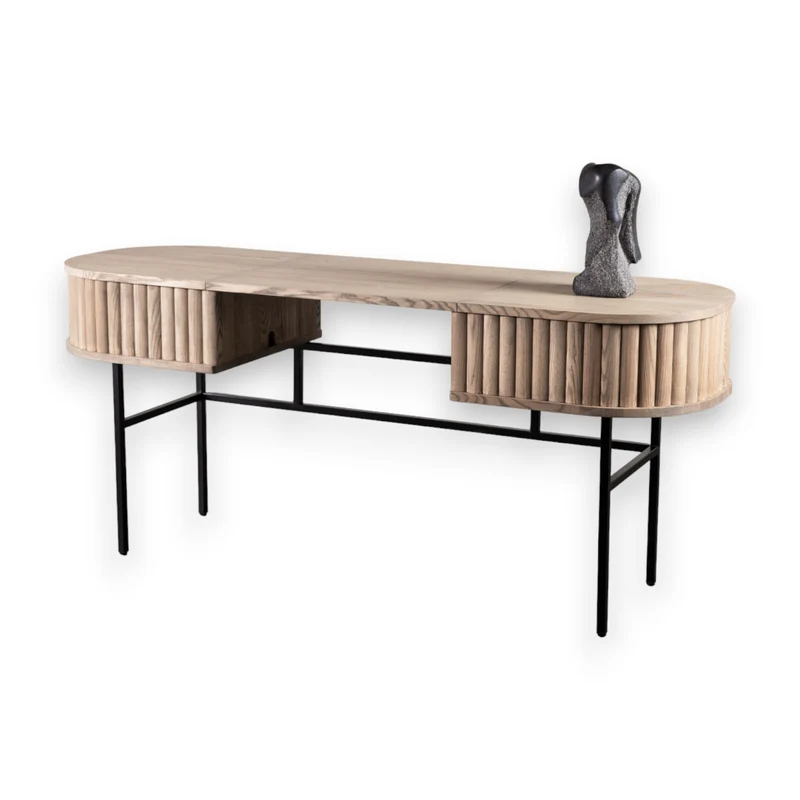 Welve - Schreibtisch 169cm | Metallgestell Schwarz - Eiche Massiv UP
