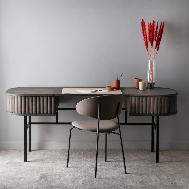 Welve - Schreibtisch 169cm | Metallgestell Schwarz - Eiche Massiv UP
