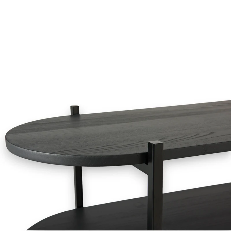 Welve - Regal | 3 Ablagen | Metallgestell Schwarz - Esche Massiv UP