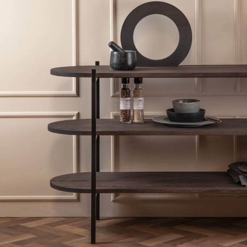 Welve - Regal | 3 Ablagen | Metallgestell Schwarz - Esche Massiv UP