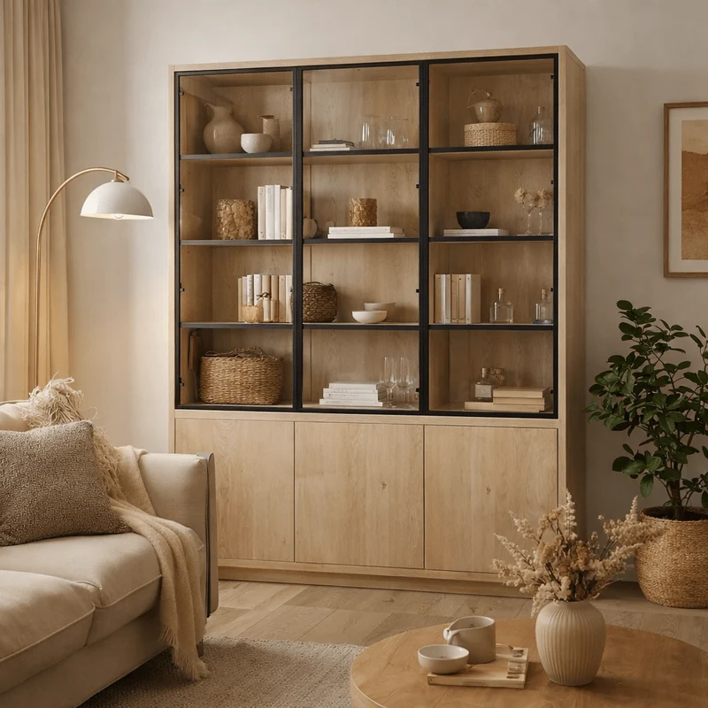 Vitrinenschrank Eiche 3 Türen