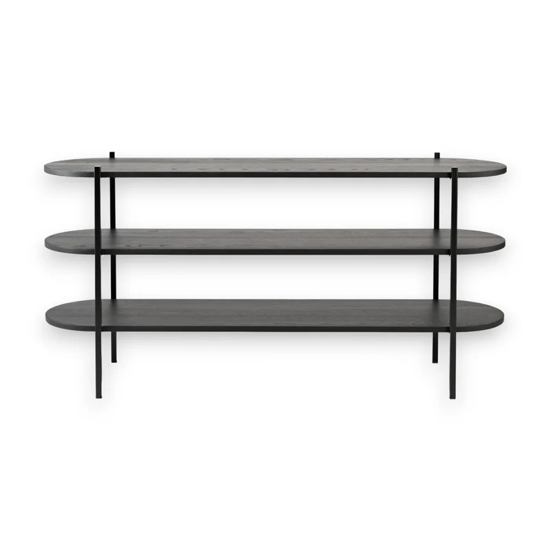 Welve - Regal | 3 Ablagen | Metallgestell Schwarz - Eiche Massiv UP