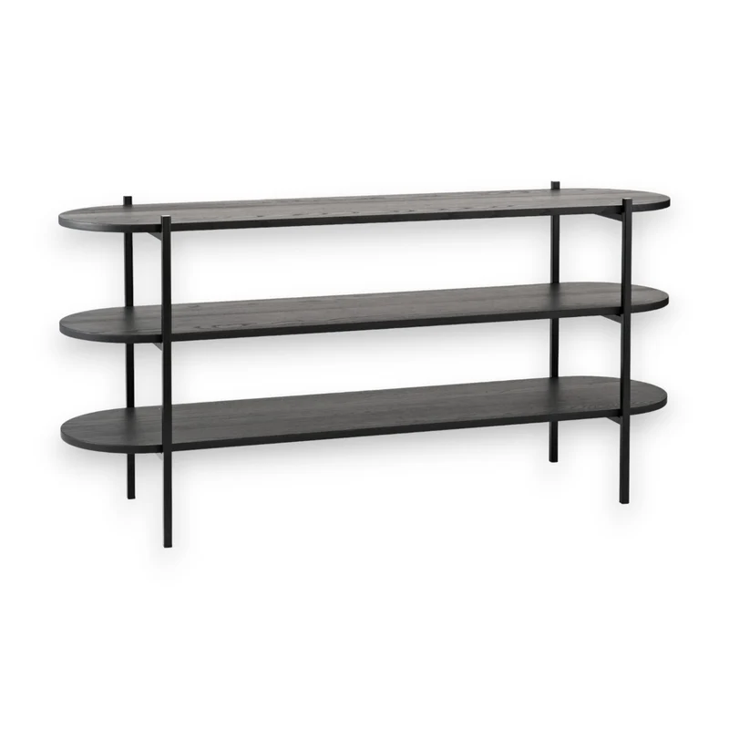 Welve - Regal | 3 Ablagen | Metallgestell Schwarz - Eiche Massiv UP