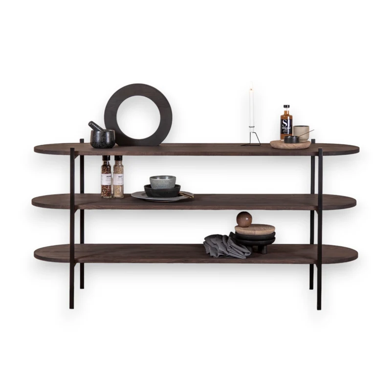 Welve - Regal | 3 Ablagen | Metallgestell Schwarz - Eiche Massiv UP
