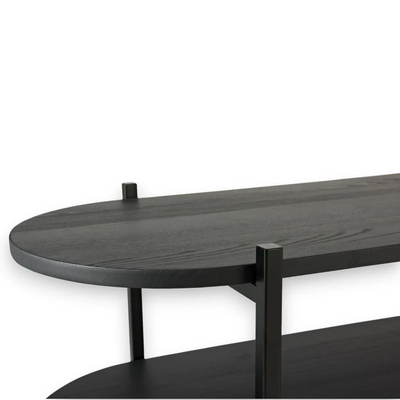 Welve - Regal | 3 Ablagen | Metallgestell Schwarz - Eiche Massiv UP
