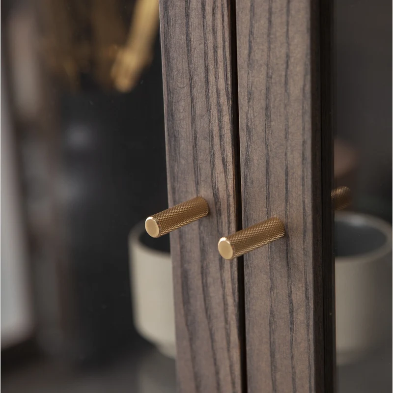 Welve - Vitrine 103cm | Metallgestell Schwarz - Esche Massiv UP
