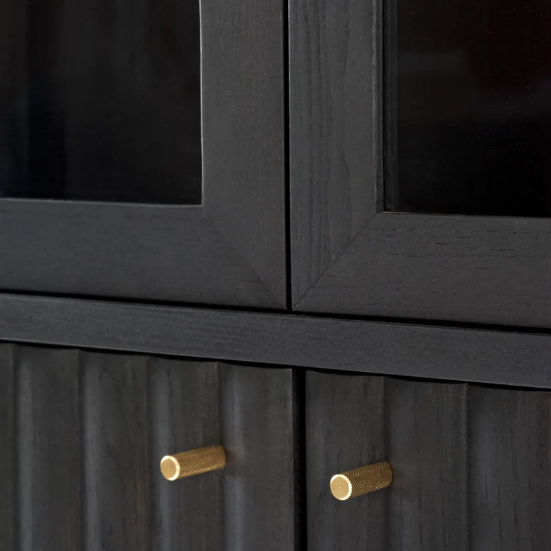 Welve - Vitrine 103cm | Metallgestell Schwarz - Esche Massiv UP