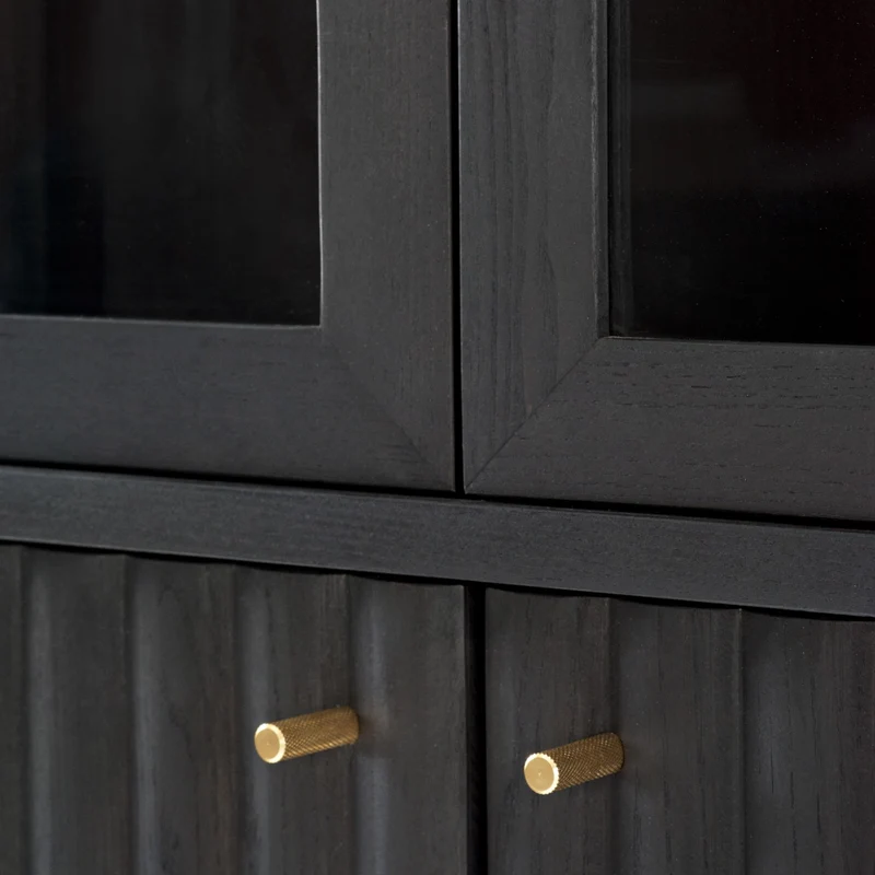 Welve - Vitrine 103cm | Metallgestell Schwarz - Eiche Massiv UP