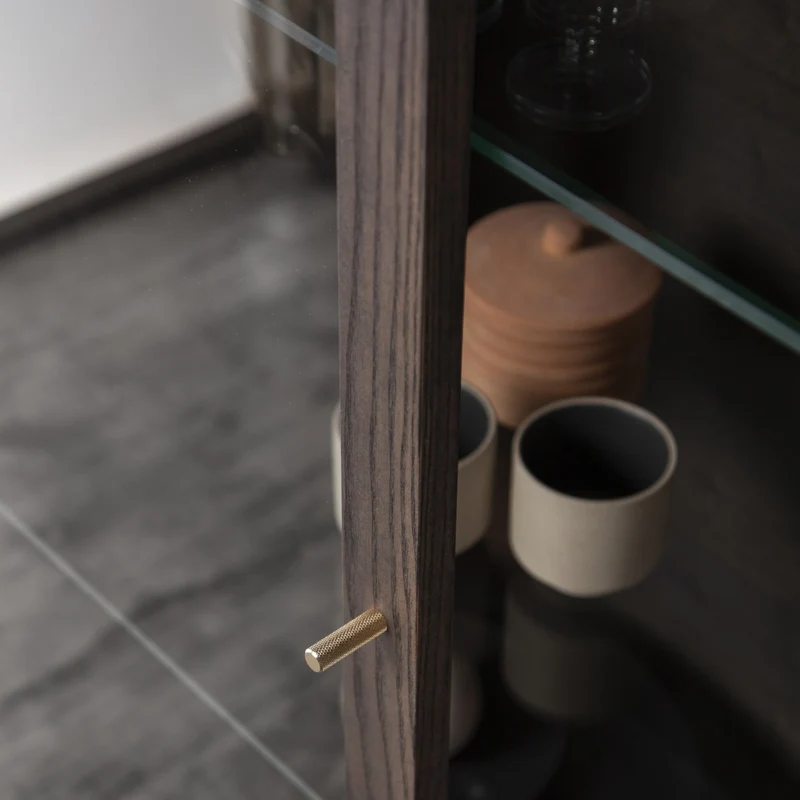 Welve - Vitrine 150cm | Metallgestell Schwarz - Eiche Massiv UP