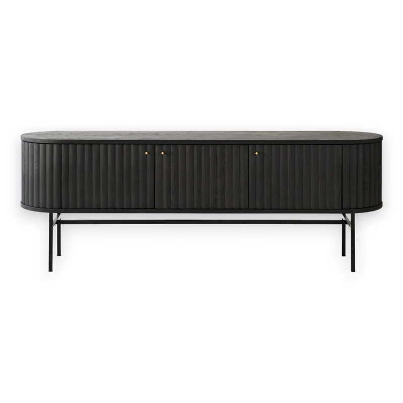 Welve - HIFI Sideboard 185cm | Metallgestell Schwarz - Eiche Massiv UP