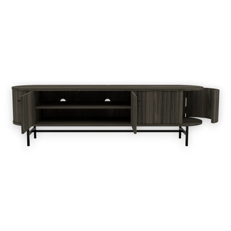 Welve - HIFI Sideboard 185cm | Metallgestell Schwarz - Esche Massiv UP