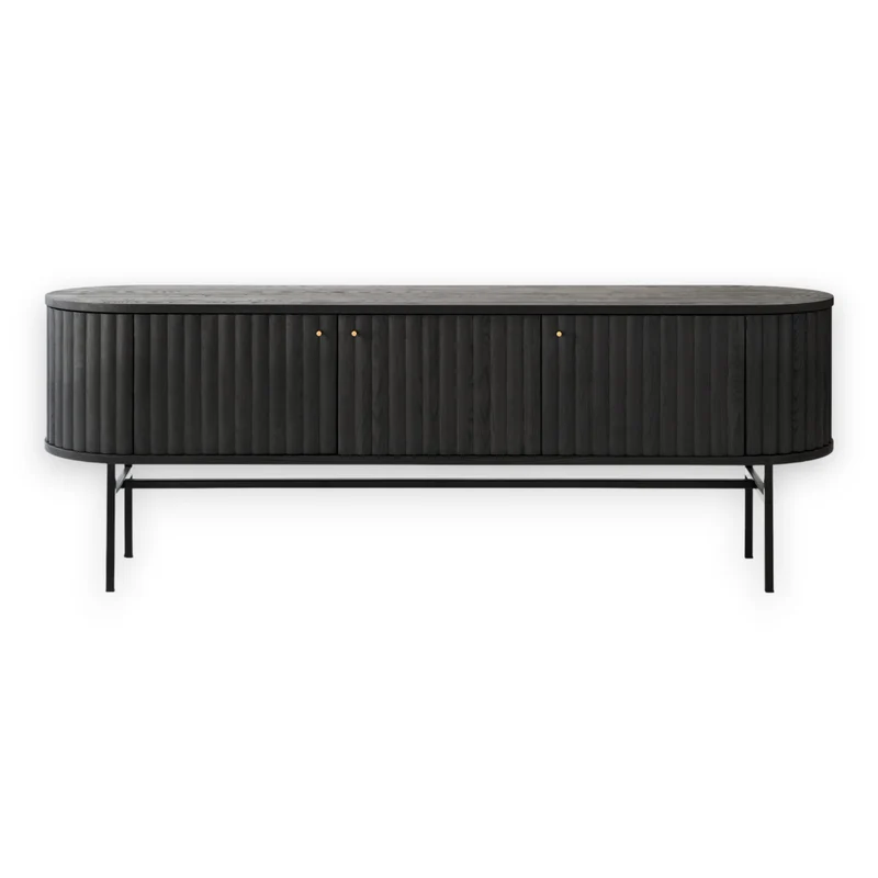 Welve - HIFI Sideboard 185cm | Metallgestell Schwarz - Esche Massiv UP