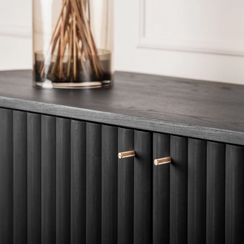 Welve - HIFI Sideboard 185cm | Metallgestell Schwarz - Esche Massiv UP