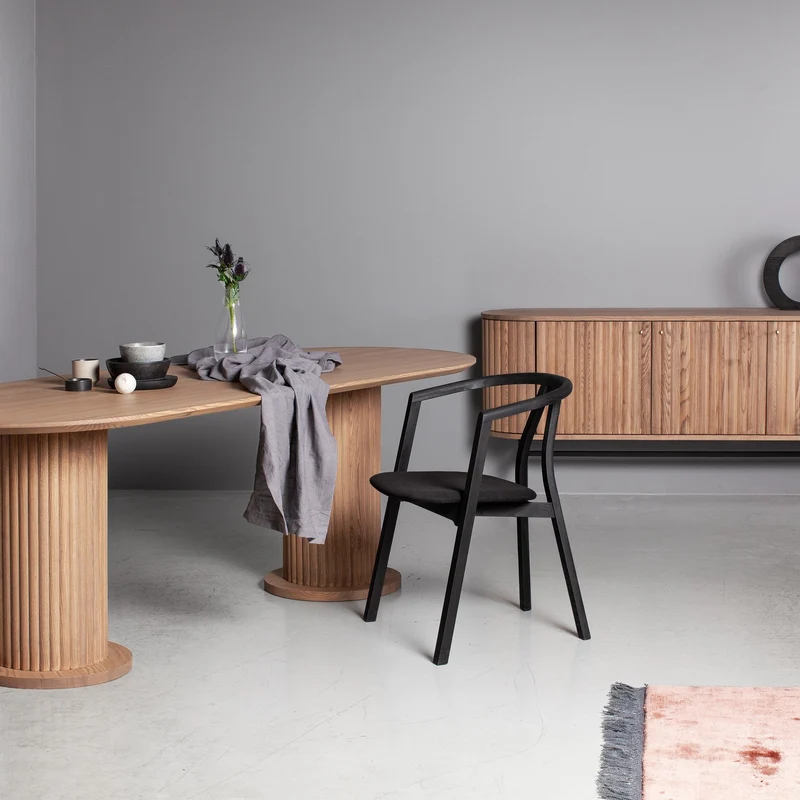 Welve - Sideboard 185cm | Metallgestell Schwarz - Esche Massiv UP