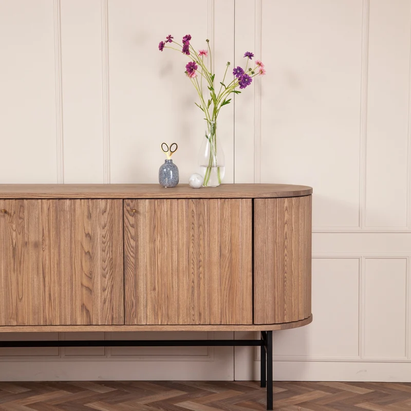 Welve - Sideboard 185cm | Metallgestell Schwarz - Esche Massiv UP