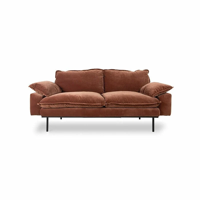 Retro Sofa 2-Sitzer Samt Magnolia