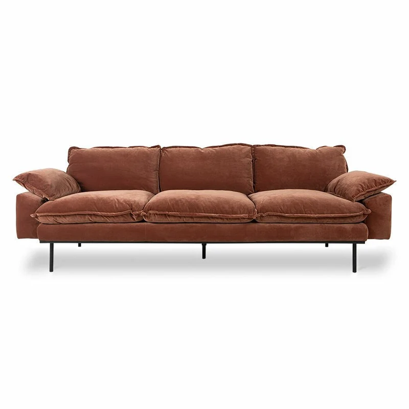 Retro Sofa 4-Sitzer Samt Magnolia