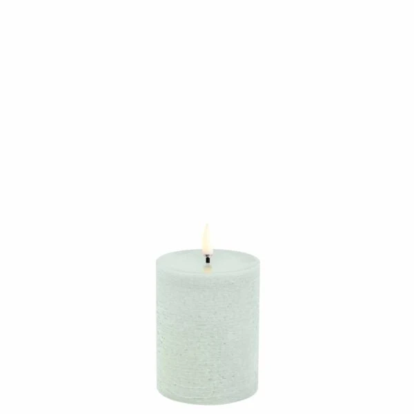 LED Stumpfkerze Dusty Green Rustic, Ø 7,8 x 10 cm