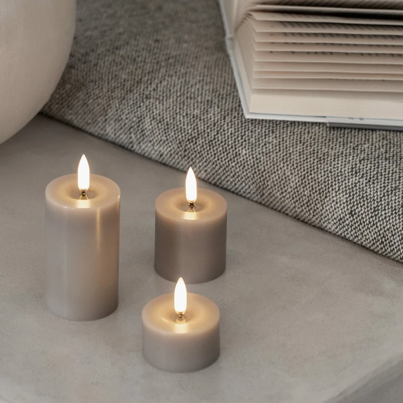 LED Teelicht 400~, Sandstone wax, Smooth, Ø 4 x 2,5 cm