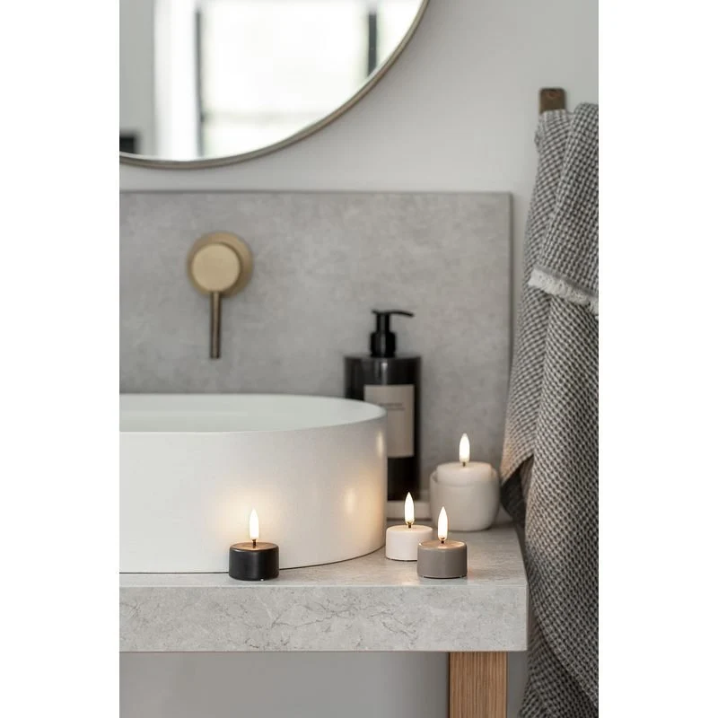 LED Teelicht 400~, Sandstone wax, Smooth, Ø 4 x 2,5 cm