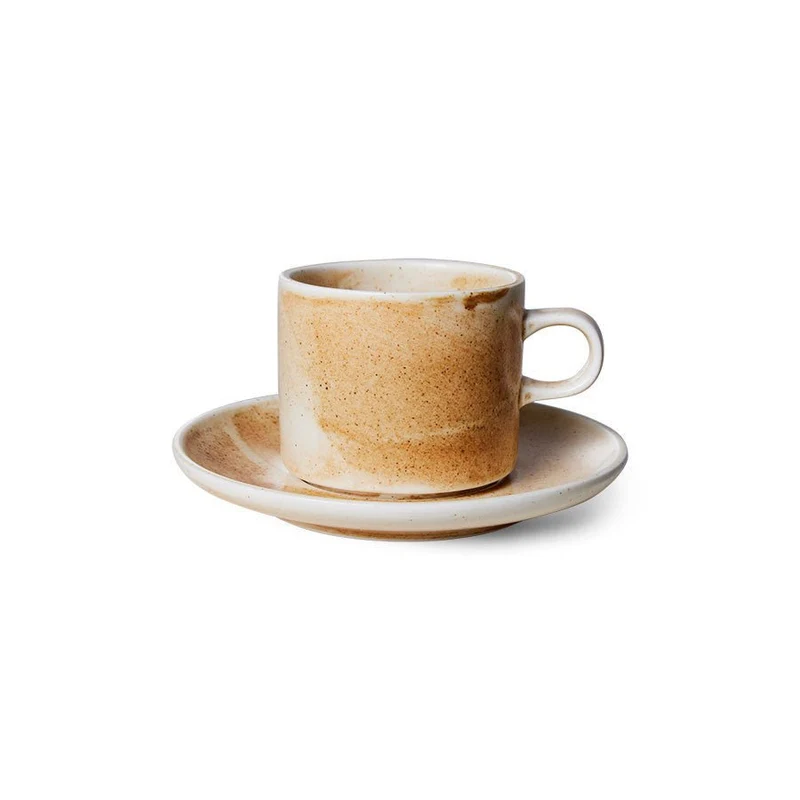 Chef Ceramics: Tasse und Untertasse Rustic, Creme/Braun, 220ml