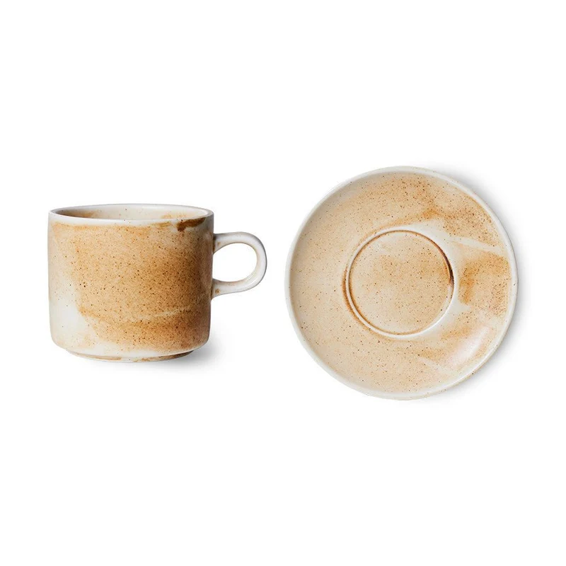 Chef Ceramics: Tasse und Untertasse Rustic, Creme/Braun, 220ml