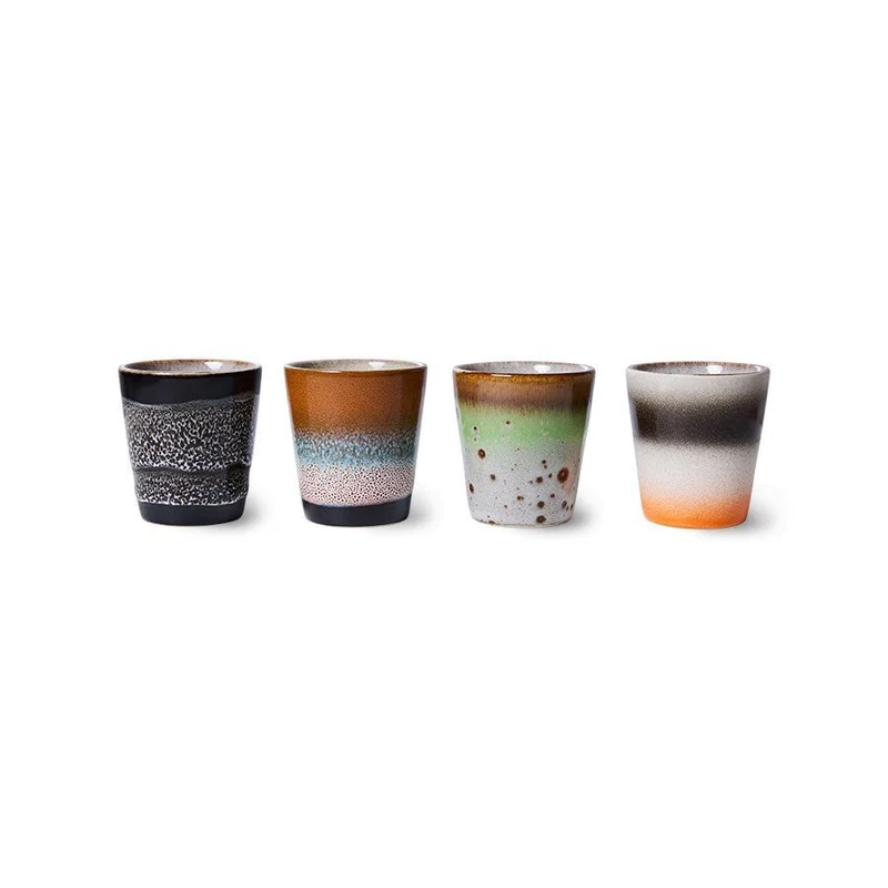 70's Ceramics: Ristretto Becher Good Vibes Set von 4, 80 ml