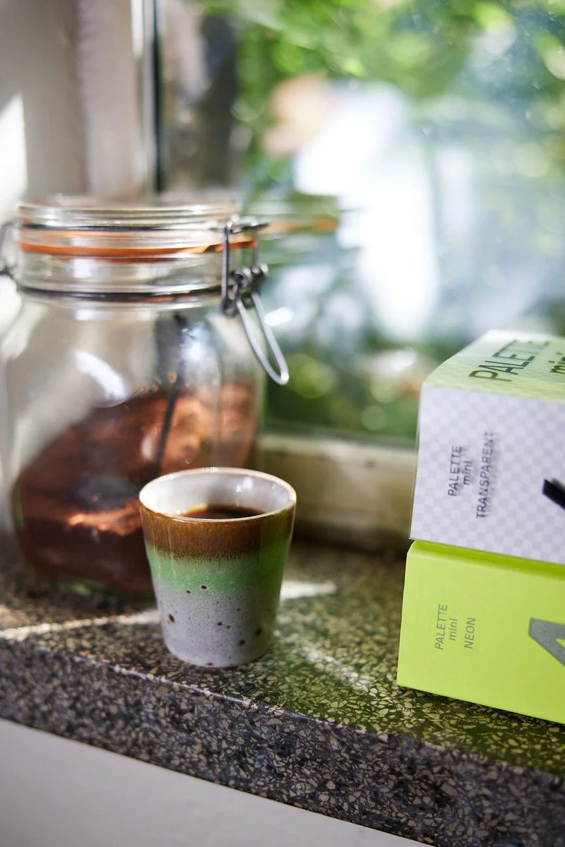 70's Ceramics: Ristretto Becher Good Vibes Set von 4, 80 ml