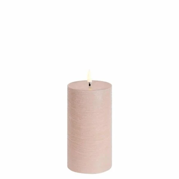 LED Stumpfkerze Beige Rustic, Ø 7,8 x 15,2 cm