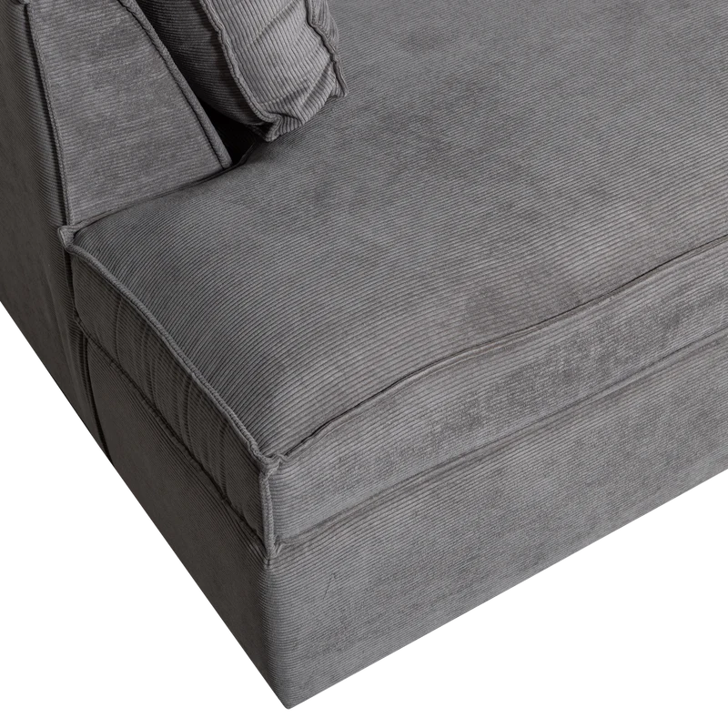 Thomas Ecksofa aus Rippstoff, links, dunkelgrau