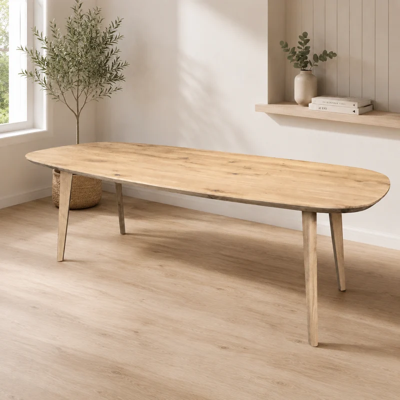 Esstisch Figo Danish Oval aus massiver Eiche mit 4 Holzbeinen