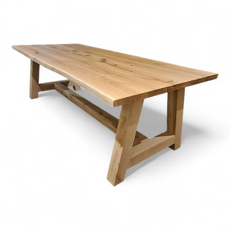 Esstisch (Hops) Eiche Massivholztisch Holzgestell A-Form mit Mittelbalken
