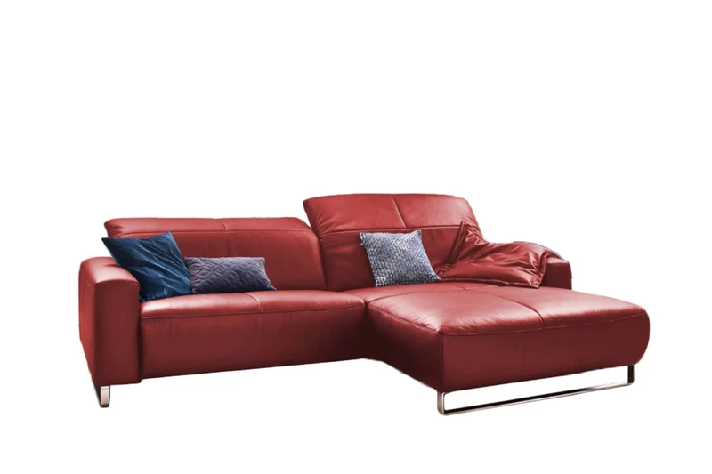 KAWOLA Sofa YORK Leder Recamiere rot