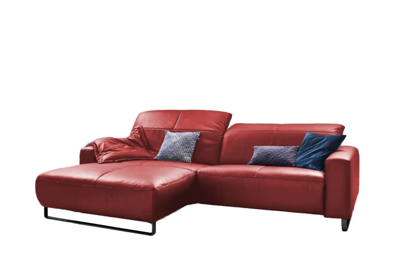 KAWOLA Sofa YORK Leder Recamiere rot