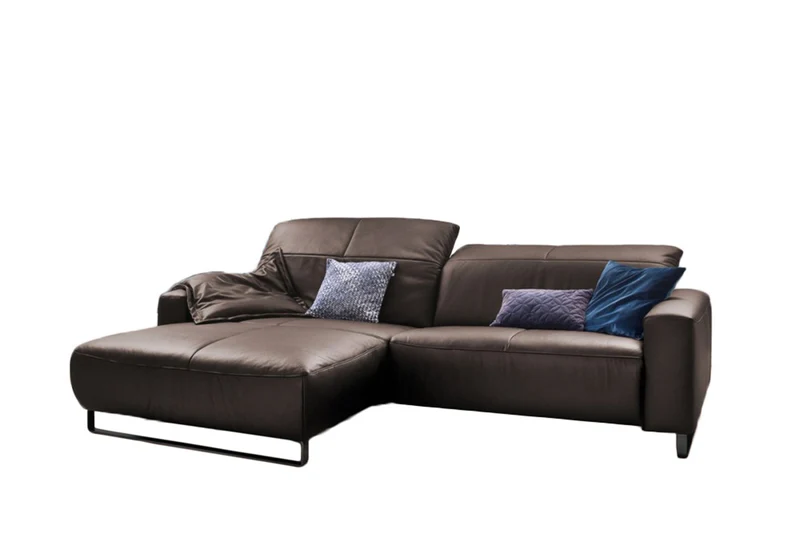 KAWOLA Sofa YORK Leder Recamiere elephant