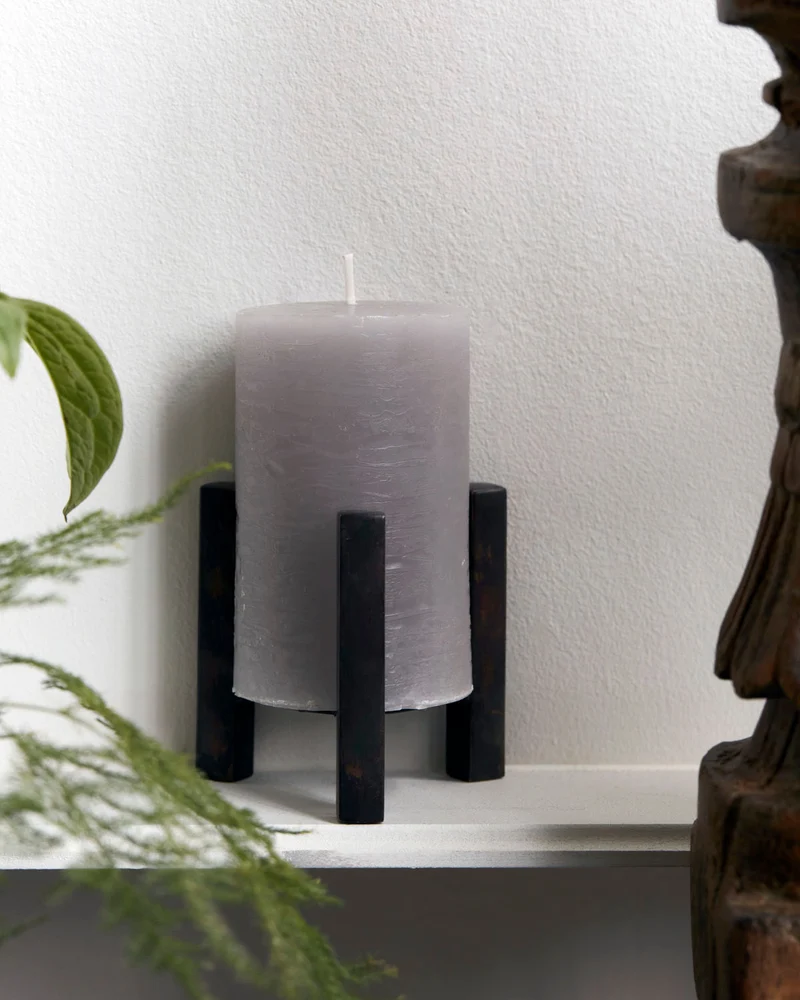 2er Stumpenkerzen, Rustic Wax Grau