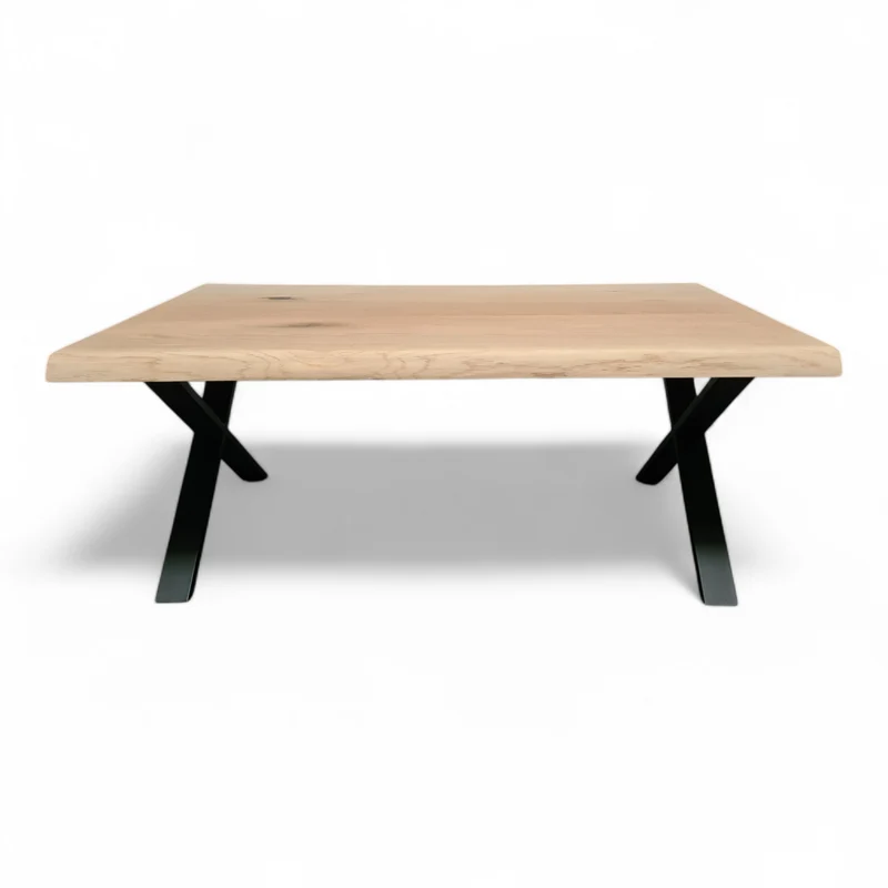 Couchtisch (Xana S) Wohnzimmertisch Eiche Massivholz Tischgestell X-Form schwarz