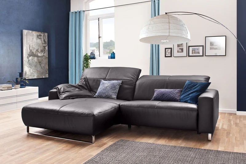 KAWOLA Sofa YORK Leder Recamiere mocca