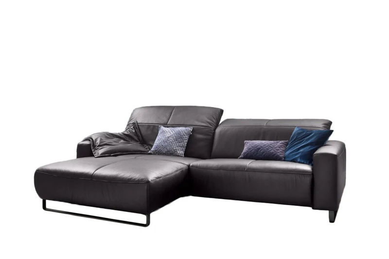 KAWOLA Sofa YORK Leder Recamiere mocca