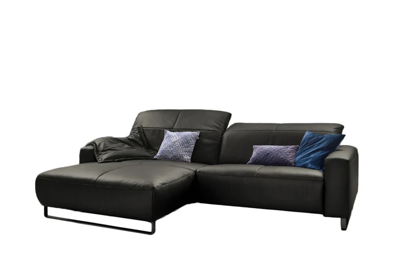 KAWOLA Sofa YORK Leder Recamiere fango