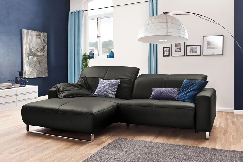 KAWOLA Sofa YORK Leder Recamiere fango