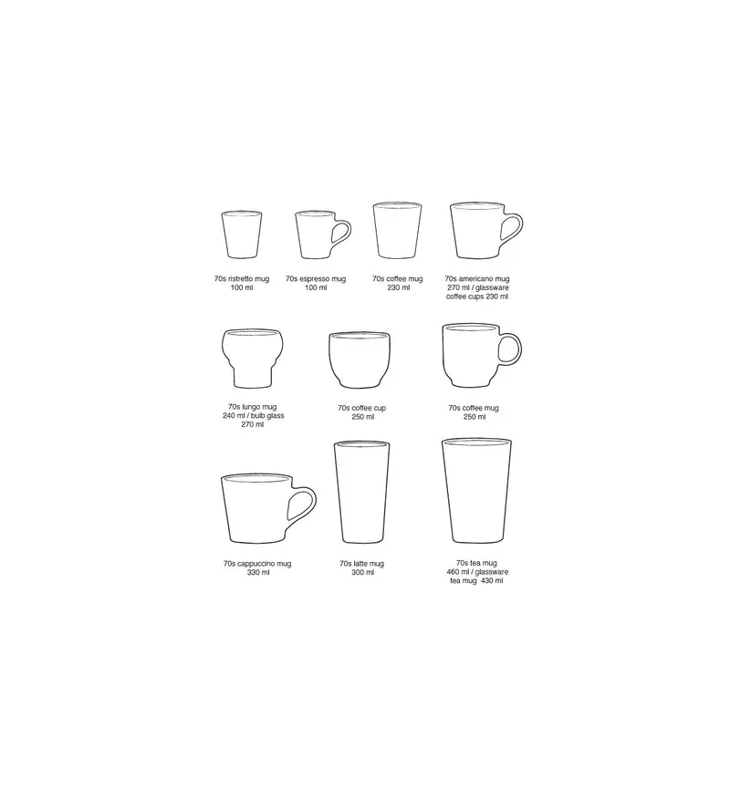 70's Ceramics: Cappuccino Tassen Vista Set von 4, 300 ml